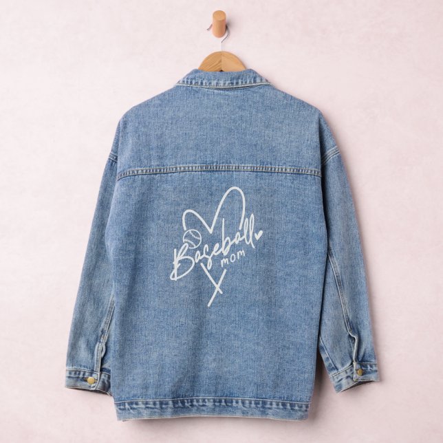 Baseball Mama Herz Personalisiert Baseball Jeansjacke (Hangar)