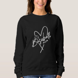 Baseball-Mama Herz Personalisierter Schwarzer Base Sweatshirt