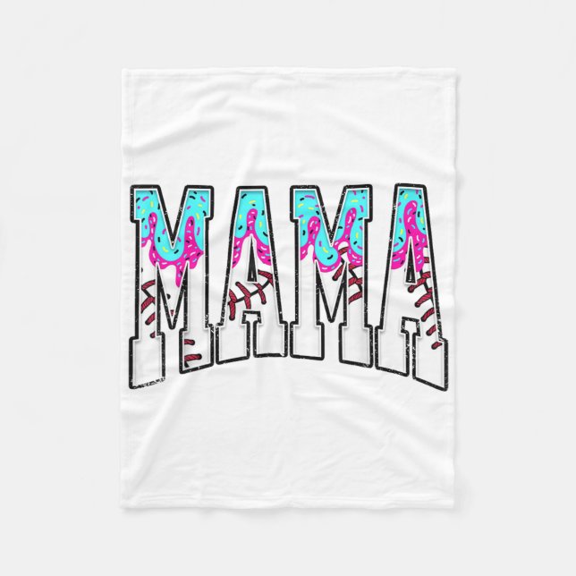 Baseball Mama Ice Tropfen mit Sprinklen Baseba Fleecedecke (Vorderseite)