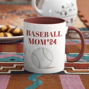 Baseball-Mama individuell mit Athleten-Nummer Kaff Tasse