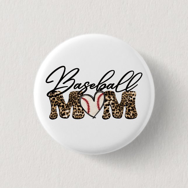 Baseball Mama Leopard Design Schlüsselanhänger Button (Vorderseite)