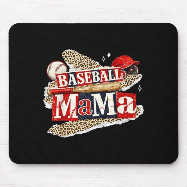 Baseball-Mama-Leopard Game Day Baseball-Saison für Mousepad (Vorne)