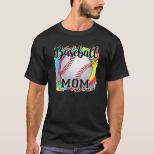 Baseball Mama Leopard Gefärbte Krawatte Muttertag T-Shirt