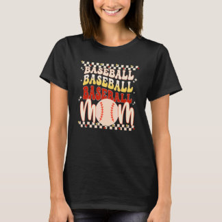 Baseball Mama Leopard Retro Groovy Game Day Sport T-Shirt