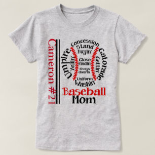 "Baseball-Mama" Monogramm T - SHIRT von FRAUEN