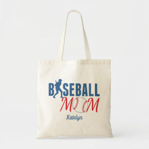 Baseball-Mama Niedlich Monogram Blue Red Tragetasche