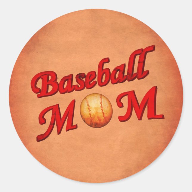 Baseball-Mama Niedlich Runder Aufkleber (Vorderseite)