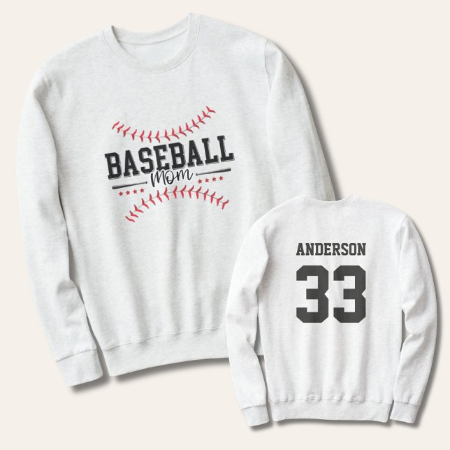 Baseball-Mama Personalisiert zurück Baseballstich Sweatshirt (Baseball Mom Sweatshirt Gift)