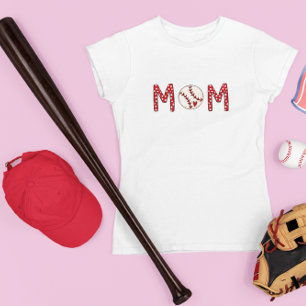 Baseball-Mama Red Polka Dot Baseball Herz T-Shirt