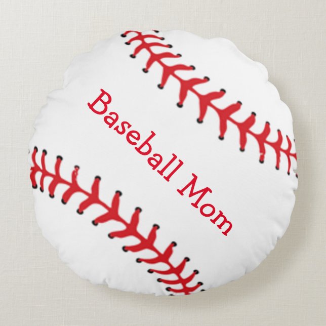 Baseball-Mama Rundes Kissen (Vorderseite)