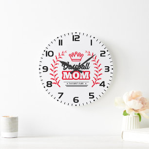 Baseball Mama Shirt Die beste Krone je Große Wanduhr