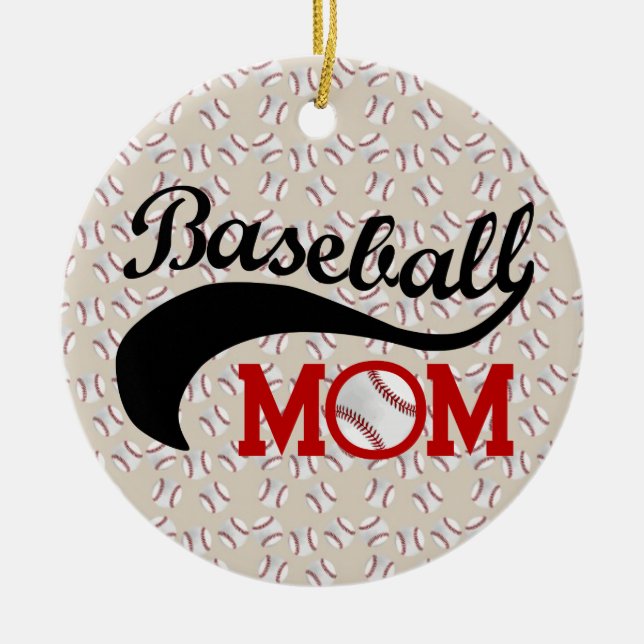 Baseball-Mama Sporty Keramik Ornament (Vorne)