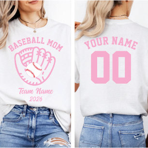Baseball Mama Team Benutzerdefinierter Name Nummer T-Shirt