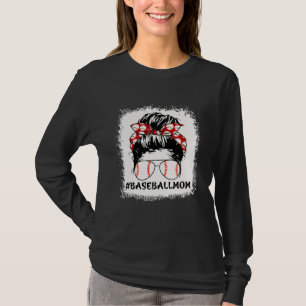 Baseball-Mama-Unordentlicher-Dutt-Stolze-Mama-Base T-Shirt