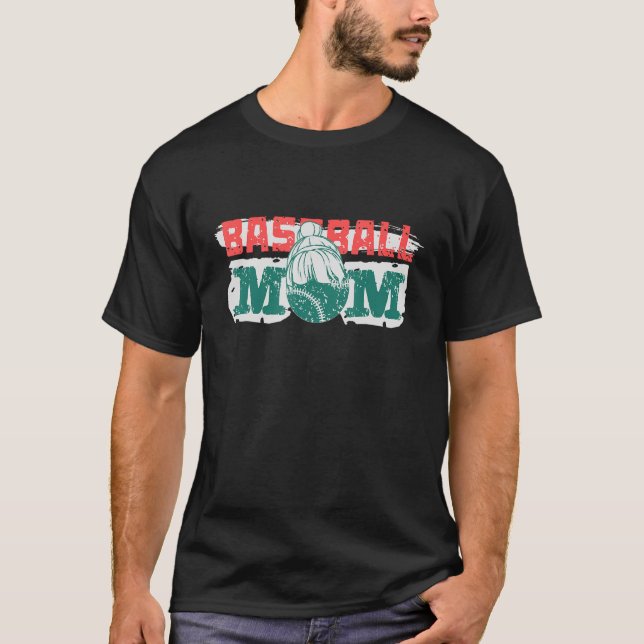 Baseball-Mama Vintag Muttertag T-Shirt (Vorderseite)