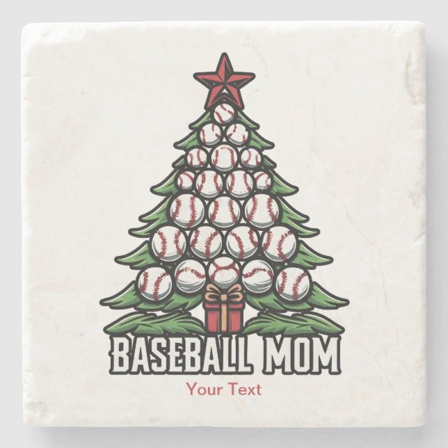Baseball-Mama zu Weihnachten Steinuntersetzer (Vorderseite)