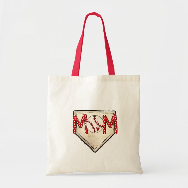 Baseball Mama Zuhause Plate Sport Mama Kooperstown Tragetasche (Vorne)