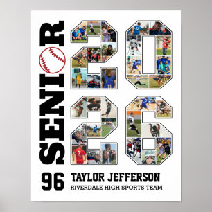 Baseball-Mannschaft Senior 2026 Sportfoto-Collage Poster