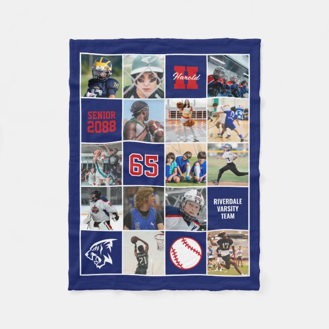 Baseball-Mannschaft Senior Night Benutzerdefiniert Fleecedecke (Vorderseite)