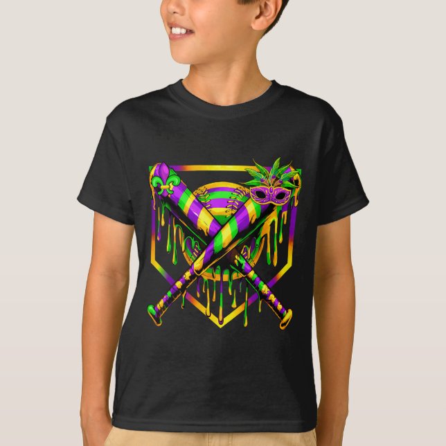 Baseball Mardi Gras Carnival Party Mask Ice Cream  T-Shirt (Vorderseite)