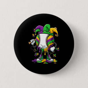 Baseball Mardi Gras Karneval Party Maske Eiscreme  Button