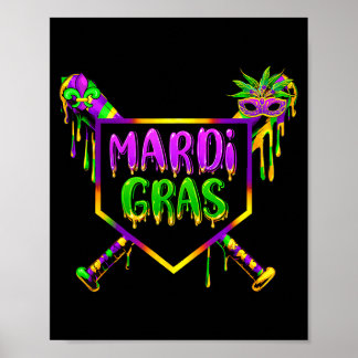 Baseball Mardi Gras Karneval Party Maske Eiscreme Poster