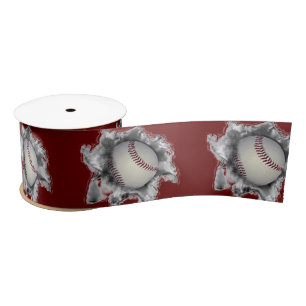 Baseball Maroon Satin Ribbon Satinband