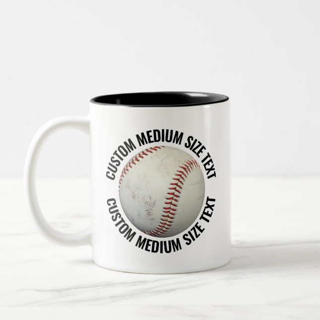 Baseball & Medium Text SCHWARZ 11oz Custom Zweifarbige Tasse (Links)