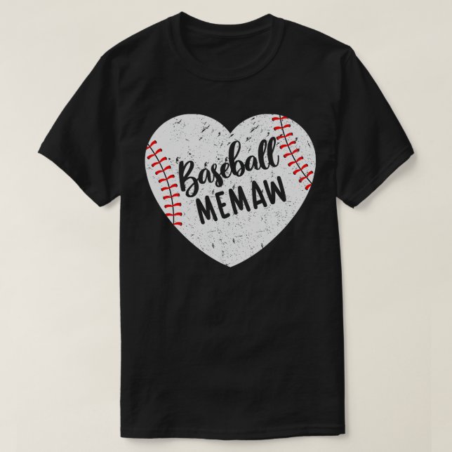 Baseball Memaw Retro Herz Baseball Großmutter Mutt T-Shirt (Design vorne)