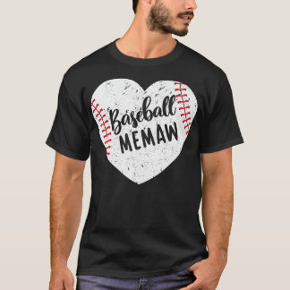 Baseball Memaw Retro Herz Baseball Großmutter Mutt T-Shirt