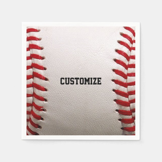 Baseball mit anpassbarem Text Serviette (Vorderseite)
