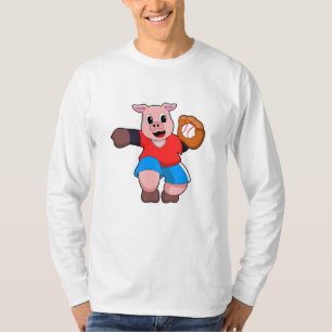 Baseball mit Baseball-Handschuh T-Shirt