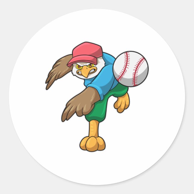 Baseball mit Baseballschläger Runder Aufkleber (Vorderseite)