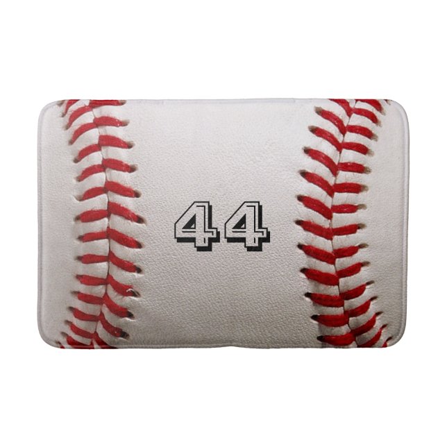 Baseball mit benutzerdefinierbarer Nummer Badematte (Vorderseite)