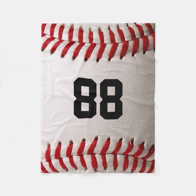 Baseball mit benutzerdefinierbarer Nummer Fleecedecke (Vorderseite)