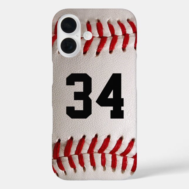 Baseball mit benutzerdefinierbarer Nummer iPhone 16 Hülle (Rückseite)