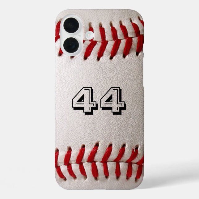Baseball mit benutzerdefinierbarer Nummer iPhone 16 Plus Hülle (Rückseite)