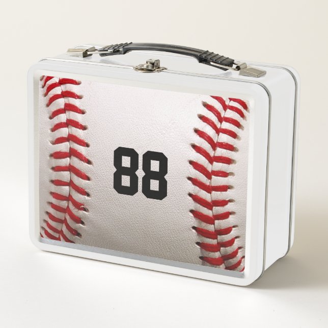 Baseball mit benutzerdefinierbarer Nummer Metall Brotdose (Vorderseite)