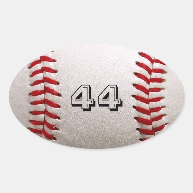 Baseball mit benutzerdefinierbarer Nummer Ovaler Aufkleber (Vorderseite)