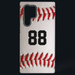Baseball mit benutzerdefinierbarer Nummer Samsung Galaxy Hülle<br><div class="desc">Ein Makrofoto eines nagelneuen Baseballs mit roter Naht. Perfektes Geschenk für den Baseball- oder Softball-Sportfan.</div>