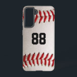 Baseball mit benutzerdefinierbarer Nummer Samsung Galaxy Hülle<br><div class="desc">Ein Makrofoto eines nagelneuen Baseballs mit roter Naht. Perfektes Geschenk für den Baseball- oder Softball-Sportfan.</div>