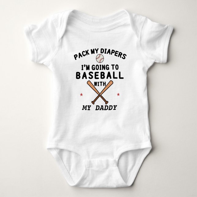 Baseball mit Daddy | Baseball-Vater | Baseball Baby Strampler (Vorderseite)