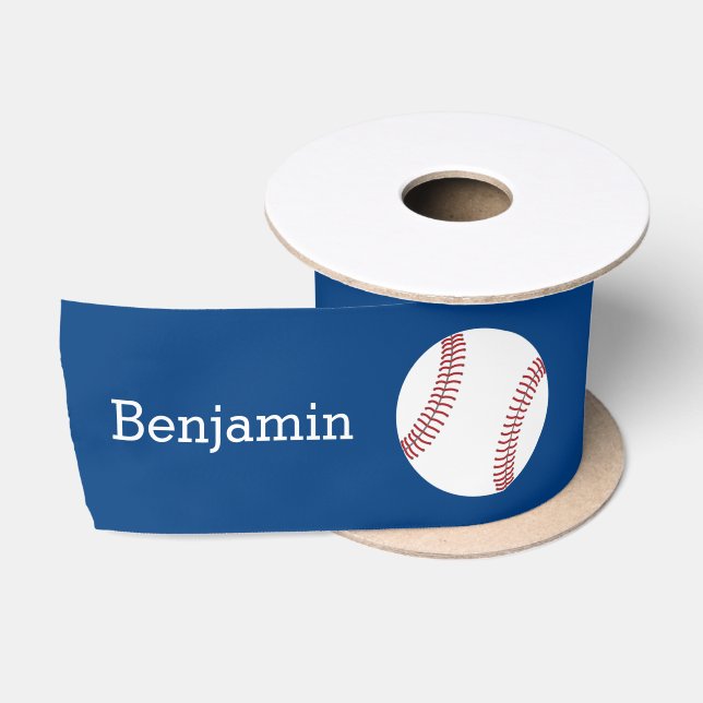 Baseball mit individuellem Namen - königliches Satinband (Spule)