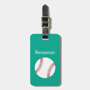 Baseball mit individuellem Namen - Smaragd Gepäckanhänger