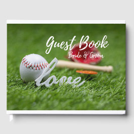 Baseball mit LIEBE mit Handschuh und Fledermausehe Gästebuch