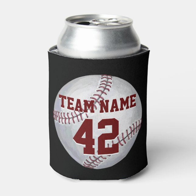Baseball mit Name und Nummer Dosenkühler (Kanne Vorderseite)