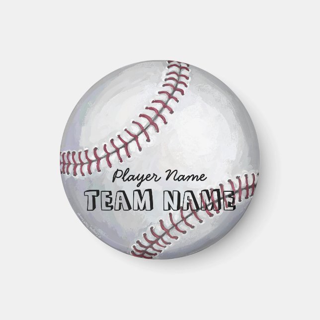 Baseball mit Name und Nummer Magnet (Vorne)