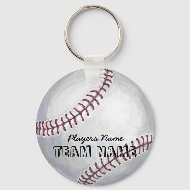 Baseball mit Name und Nummer Schlüsselanhänger (Vorderseite)