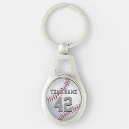 Baseball mit Namen und Zahl Schlüsselanhänger