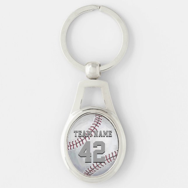 Baseball mit Namen und Zahl Schlüsselanhänger (Vorderseite)